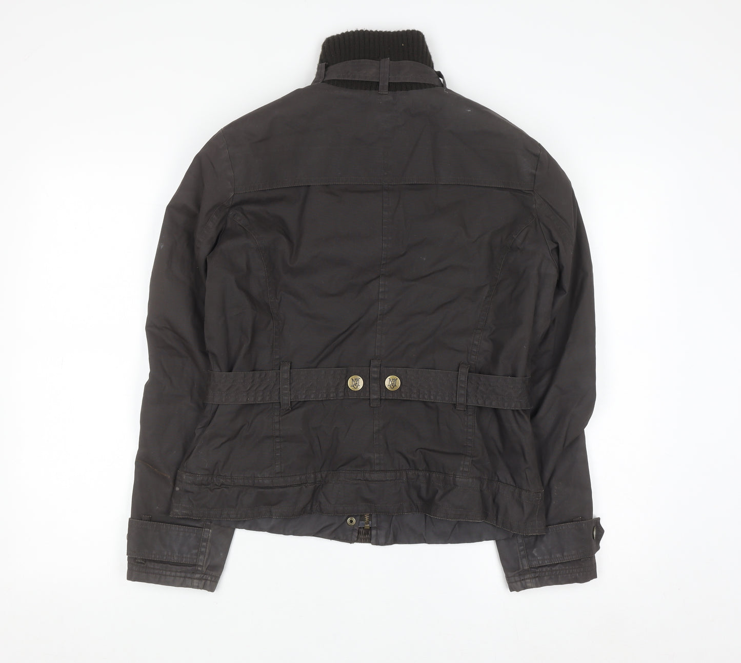 MNG Womens Black Belted Casual Jacket XL Cotton Lined Winter Coat