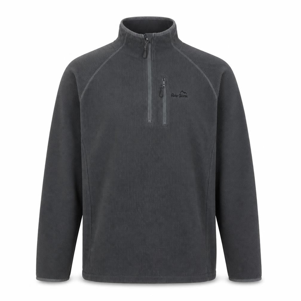 Front view of Peter Storm Men's Grey Fleece 1/4 Zip Pullover Sweatshirt, size L