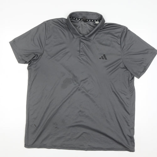 Adidas Men's Grey XL Performance Polo Shirt Lightweight Activewear