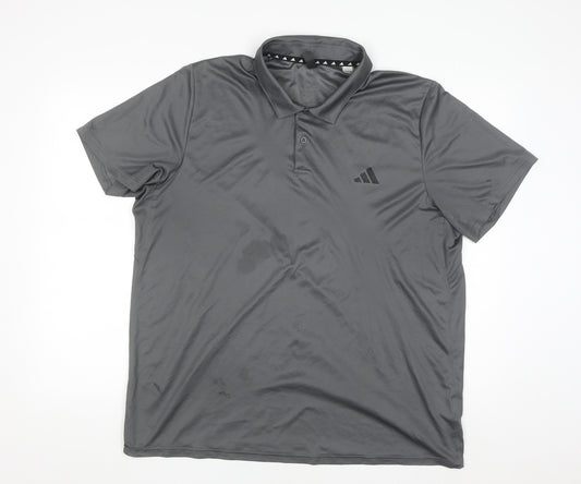 Adidas Men's Grey XL Performance Polo Shirt Lightweight Activewear