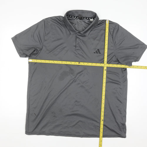 Adidas Men's Grey XL Performance Polo Shirt Lightweight Activewear