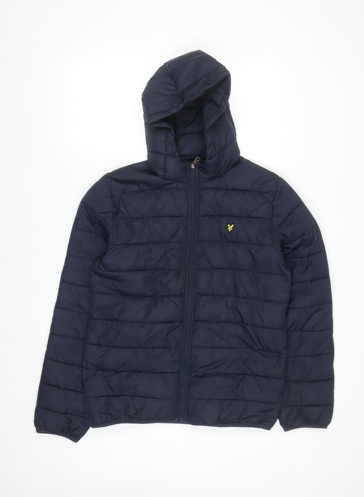 Lyle & Scott Boys Blue Hooded Puffer Jacket 15-16 Years Full Zip Lightweight