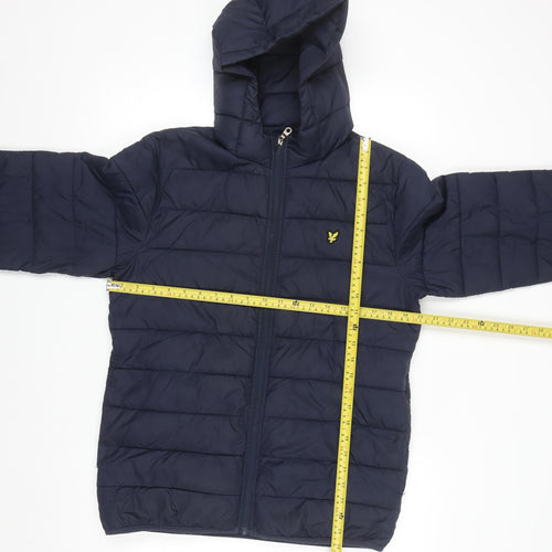 Lyle & Scott Boys Blue Hooded Puffer Jacket 15-16 Years Full Zip Lightweight