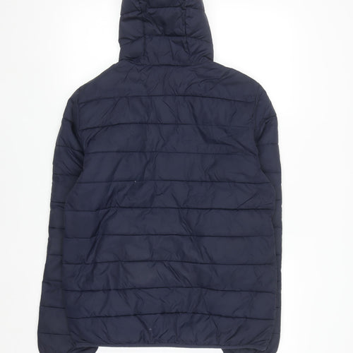 Lyle & Scott Boys Blue Hooded Puffer Jacket 15-16 Years Full Zip Lightweight