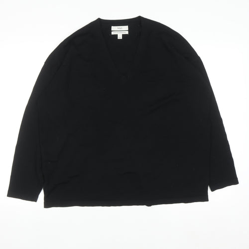 Marks and Spencer Men's Black L Merino Wool V-Neck Jumper