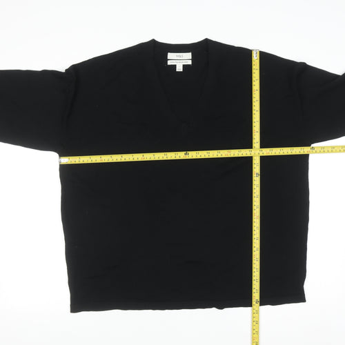 Marks and Spencer Men's Black L Merino Wool V-Neck Jumper