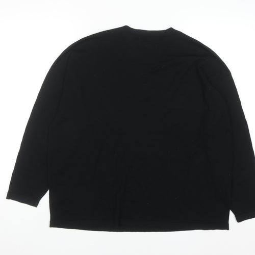 Marks and Spencer Men's Black L Merino Wool V-Neck Jumper