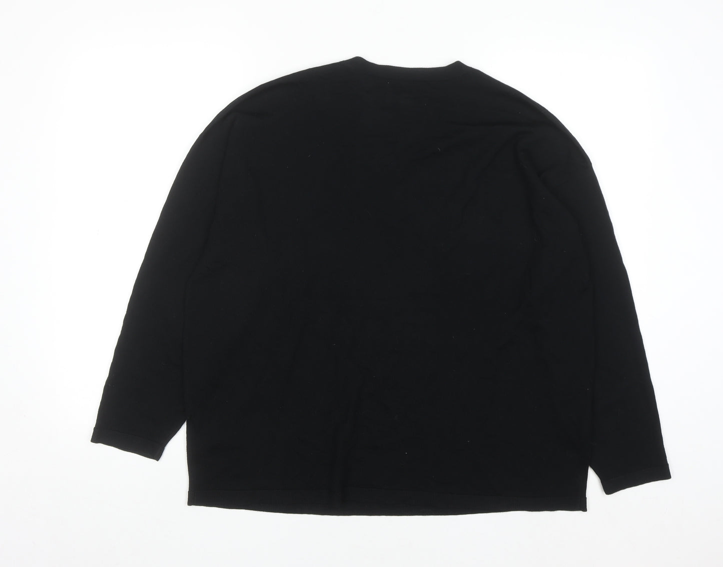 Marks and Spencer Men's Black L Merino Wool V-Neck Jumper
