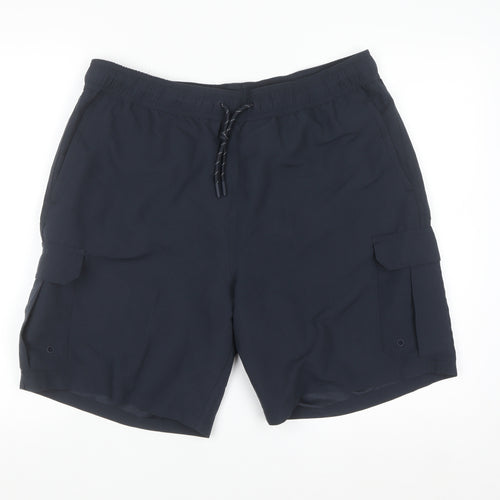 Marks and Spencer Men's Blue Cargo Shorts L 36in Quick Dry