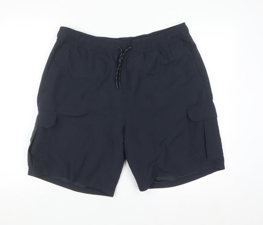 Marks and Spencer Men's Blue Cargo Shorts L 36in Quick Dry