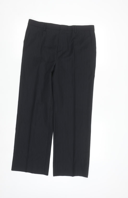 St. George by Duffer Boys Black Pinstripe Dress Trousers 15 Years Formal School