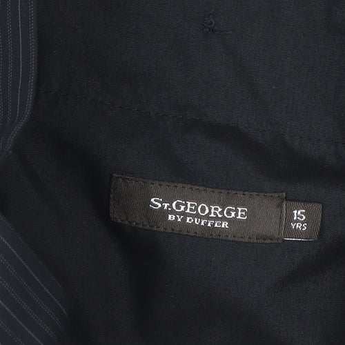 St. George by Duffer Boys Black Pinstripe Dress Trousers 15 Years Formal School