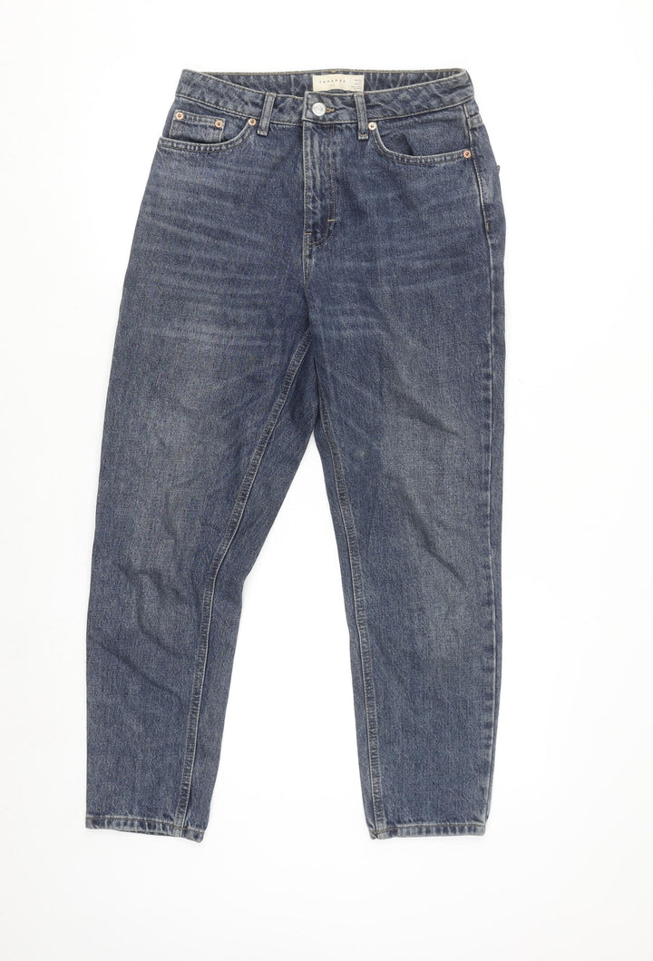 Topshop Women's Blue Mom Jeans Size 10 Regular Fit Denim