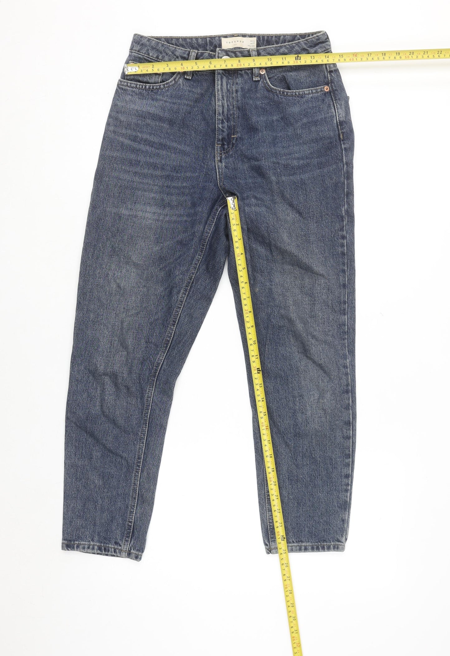 Topshop Women's Blue Mom Jeans Size 10 Regular Fit Denim