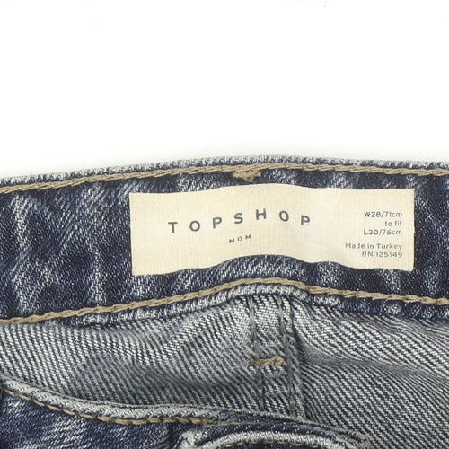 Topshop Women's Blue Mom Jeans Size 10 Regular Fit Denim