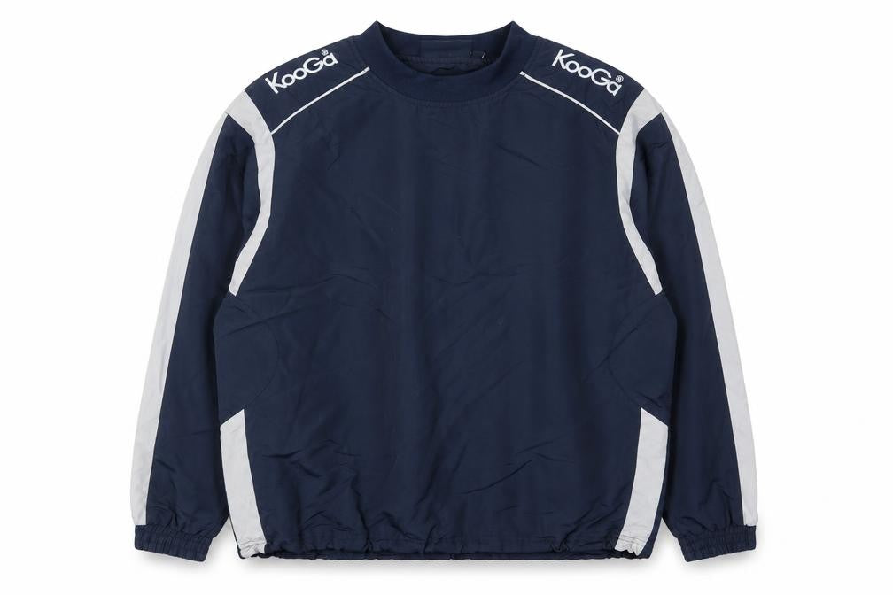 Front view of Kooga Men's Blue Medium Pullover Rugby Sweatshirt