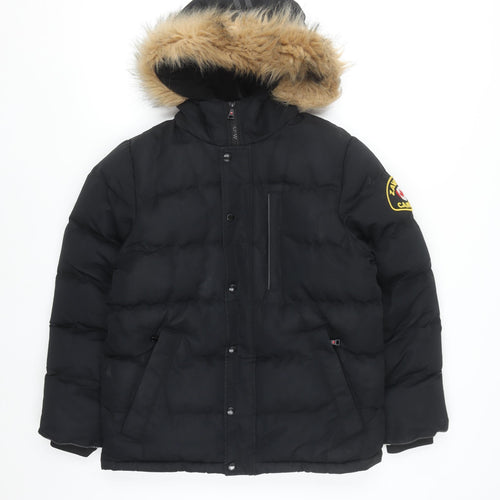 Zavetti Canada Men’s Black L Puffer Jacket Hooded Insulated Winter Coat