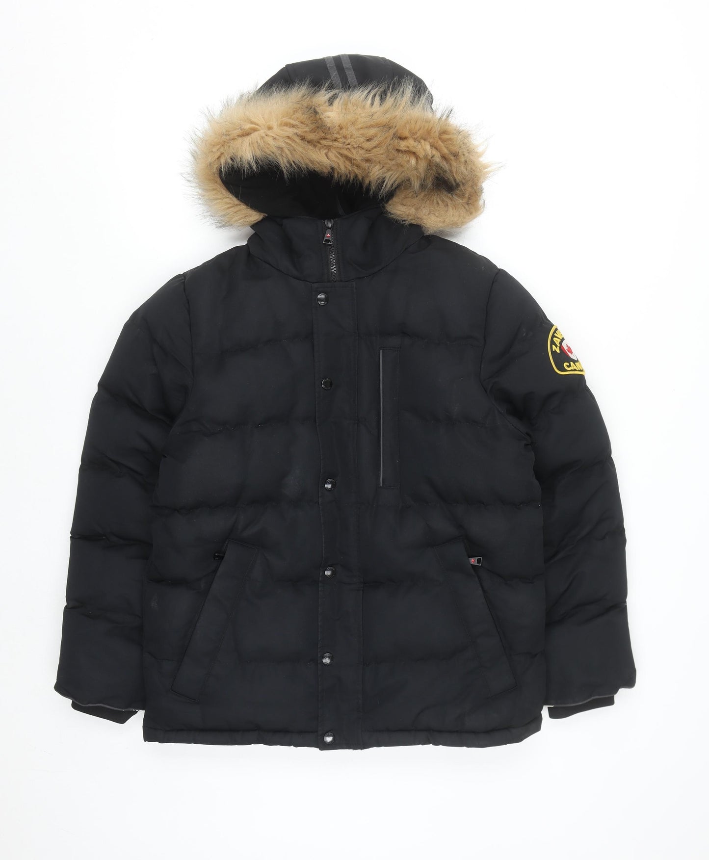 Zavetti Canada Men’s Black L Puffer Jacket Hooded Insulated Winter Coat