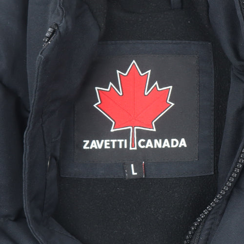 Zavetti Canada Men’s Black L Puffer Jacket Hooded Insulated Winter Coat