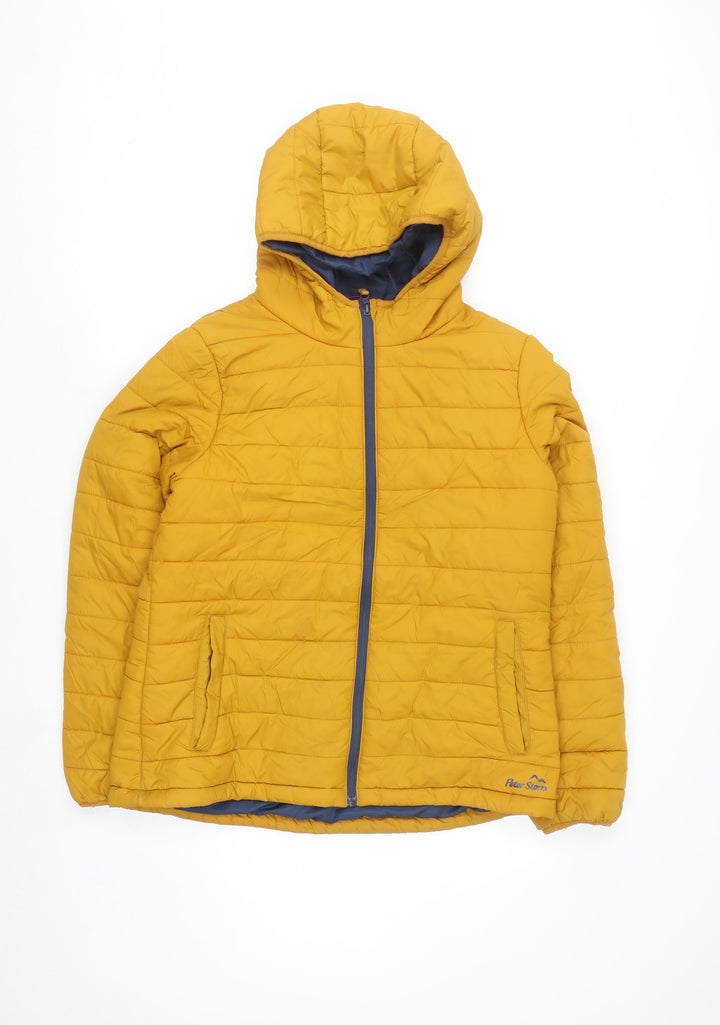 Peter Storm Women Yellow Hooded Puffer Jacket Size 14