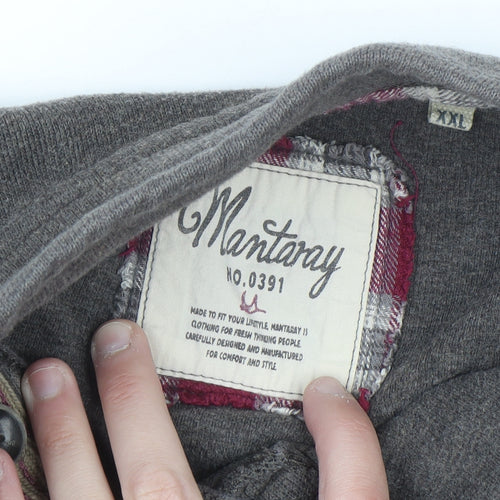Mantaray Men's Grey 2XL Henley Fleece Sweatshirt