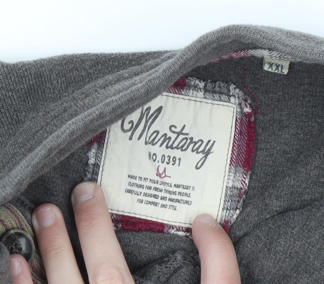 Mantaray Men's Grey 2XL Henley Fleece Sweatshirt