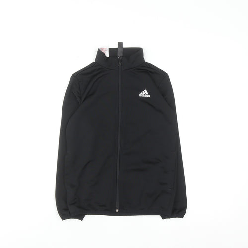 Adidas Boys Black 7-8 Years Track Jacket Full Zip Lightweight Activewear