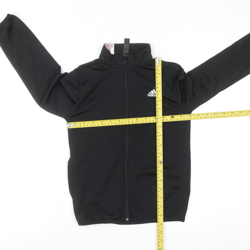 Adidas Boys Black 7-8 Years Track Jacket Full Zip Lightweight Activewear