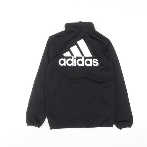 Adidas Boys Black 7-8 Years Track Jacket Full Zip Lightweight Activewear
