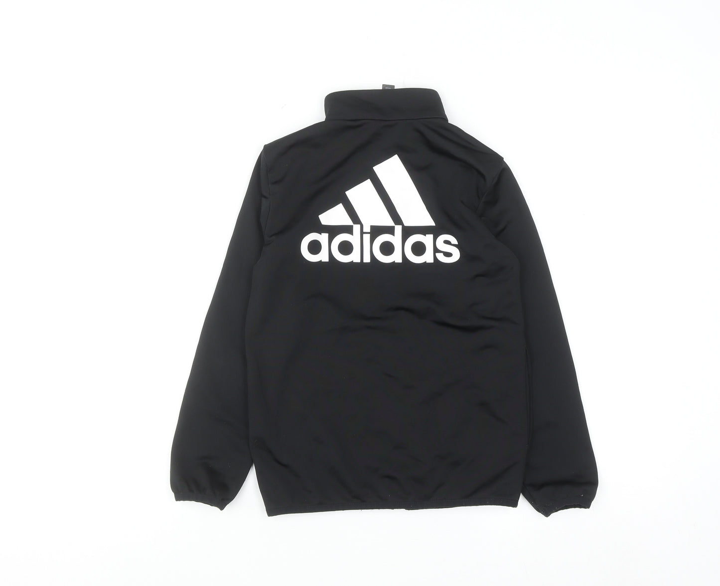 Adidas Boys Black 7-8 Years Track Jacket Full Zip Lightweight Activewear