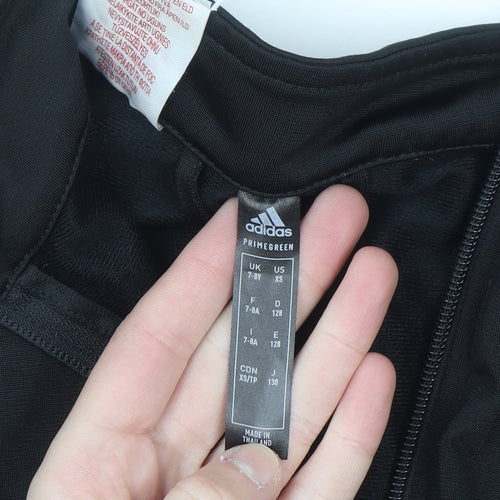 Adidas Boys Black 7-8 Years Track Jacket Full Zip Lightweight Activewear