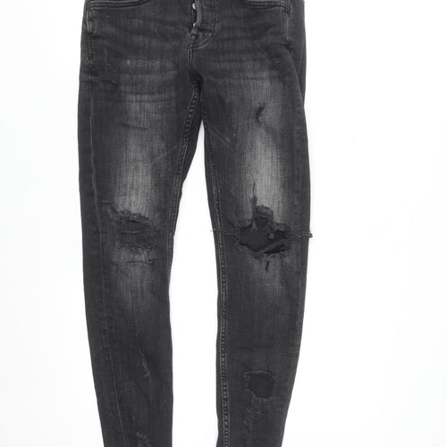 Zara Women's Black Distressed Skinny Jeans Size 10