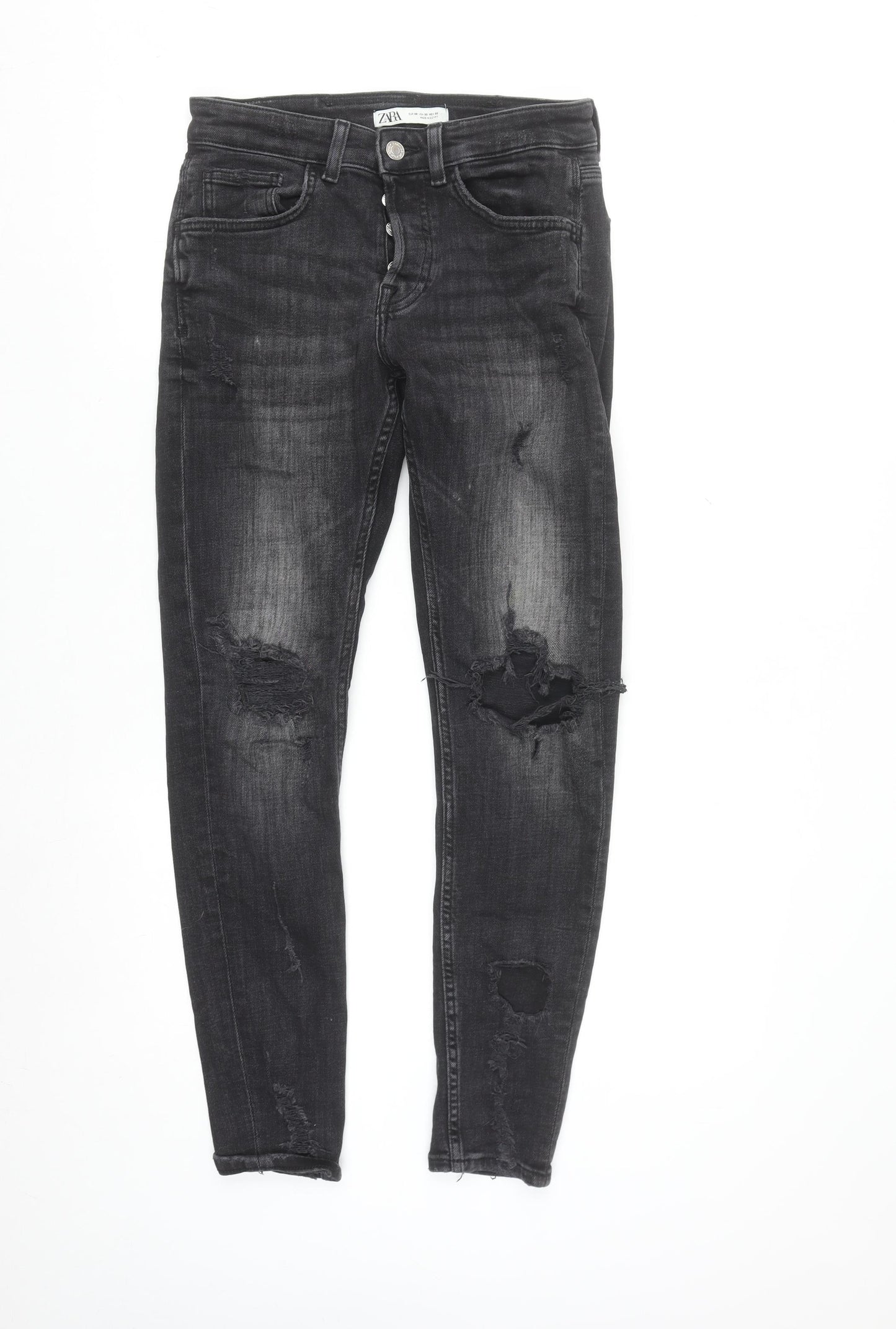 Zara Women's Black Distressed Skinny Jeans Size 10