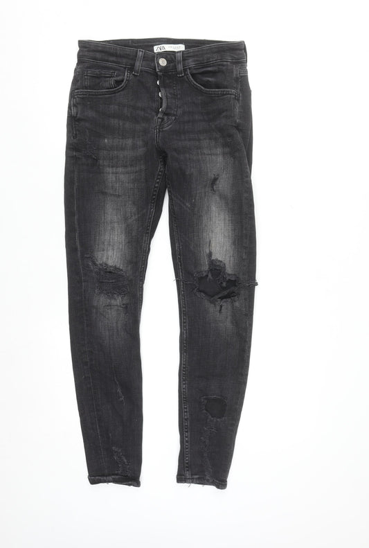 Zara Women's Black Distressed Skinny Jeans Size 10
