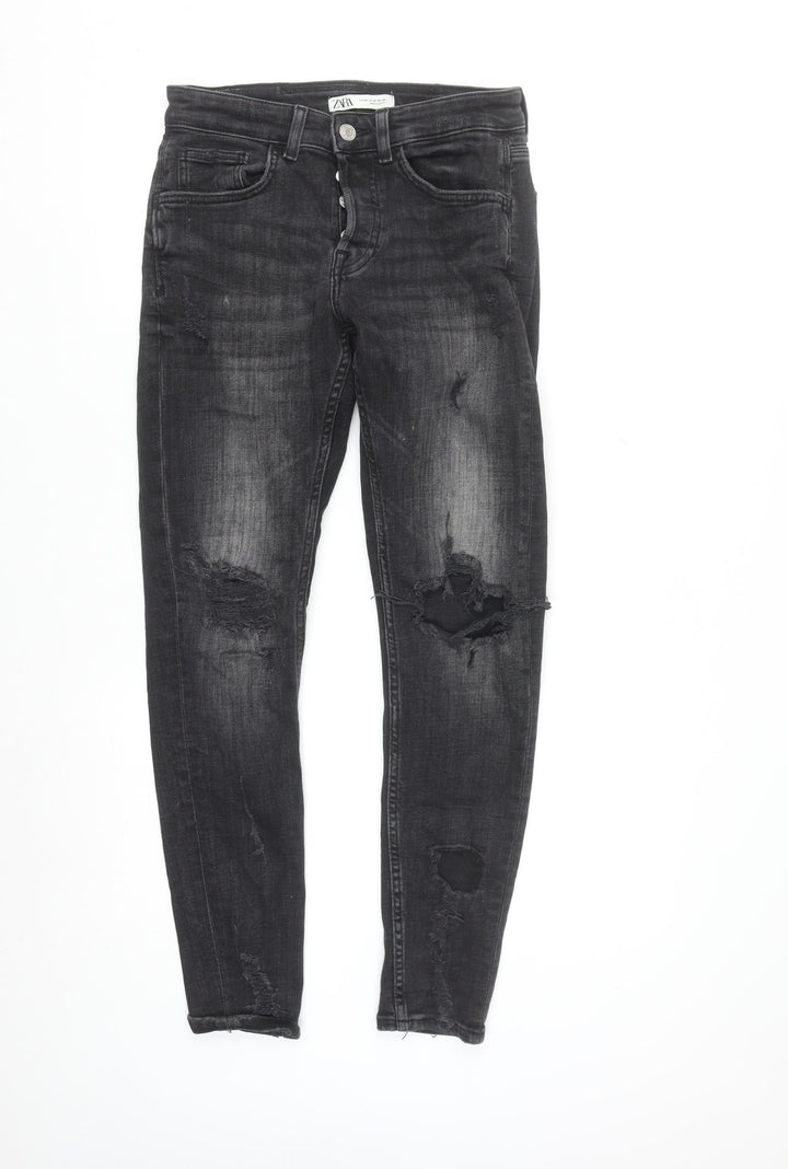Zara Women's Black Distressed Skinny Jeans Size 10