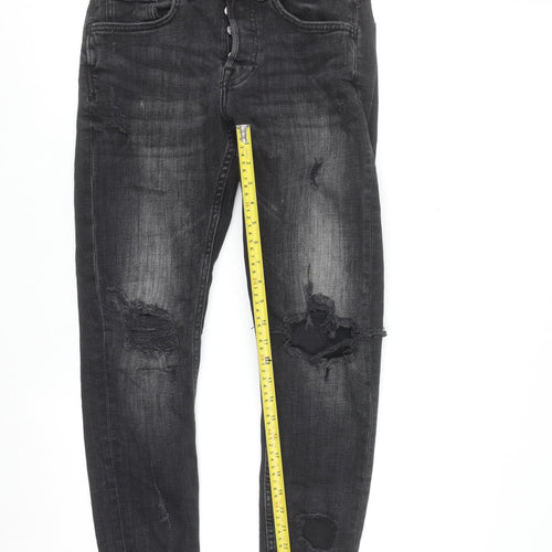 Zara Women's Black Distressed Skinny Jeans Size 10