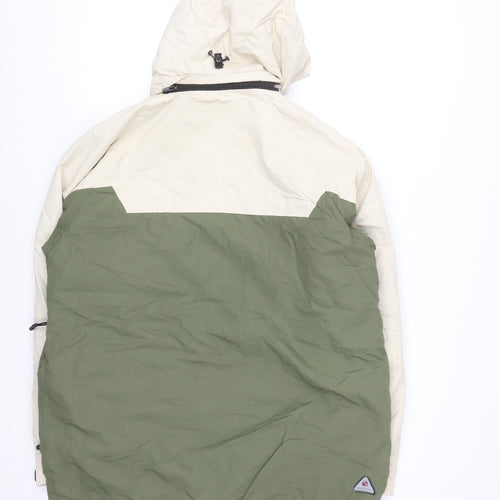 Surfanic Mens Green Beige Waterproof Parka Jacket L Hooded Winter Coat