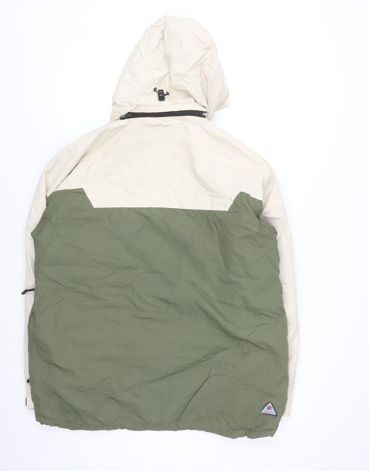 Surfanic Mens Green Beige Waterproof Parka Jacket L Hooded Winter Coat