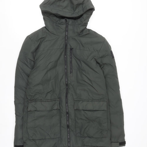 adidas Men’s Green Hooded Puffer Jacket S Windproof Full Zip