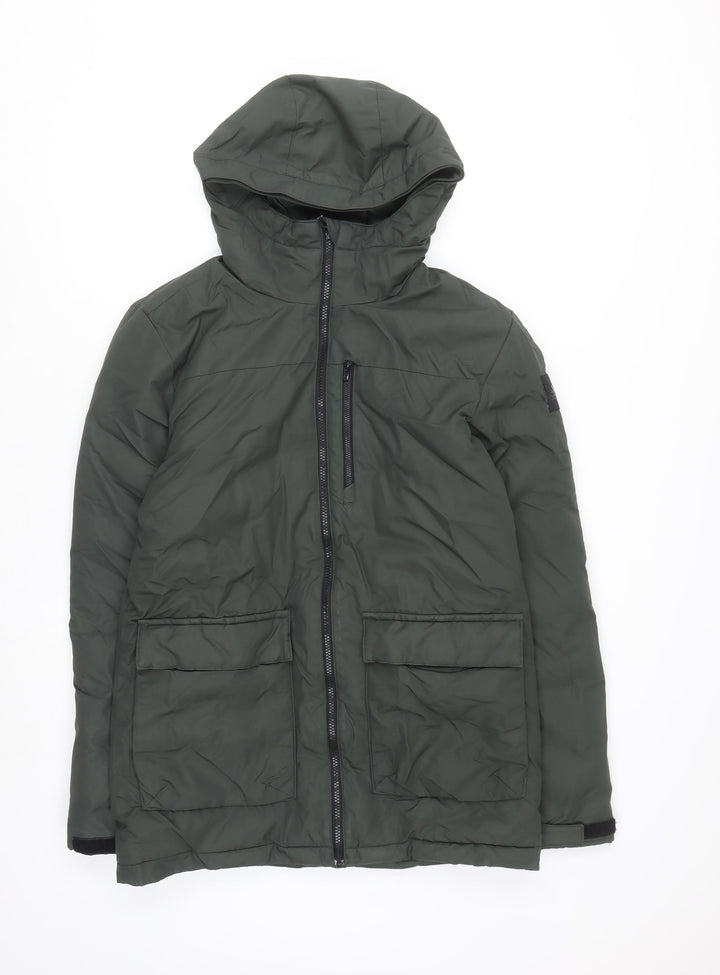 adidas Men’s Green Hooded Puffer Jacket S Windproof Full Zip