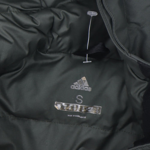adidas Men’s Green Hooded Puffer Jacket S Windproof Full Zip