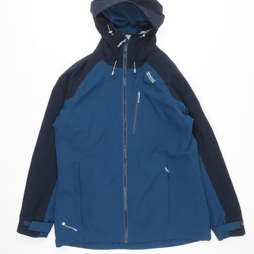 Regatta Women Blue Waterproof Hooded Softshell Rain Jacket Size 12