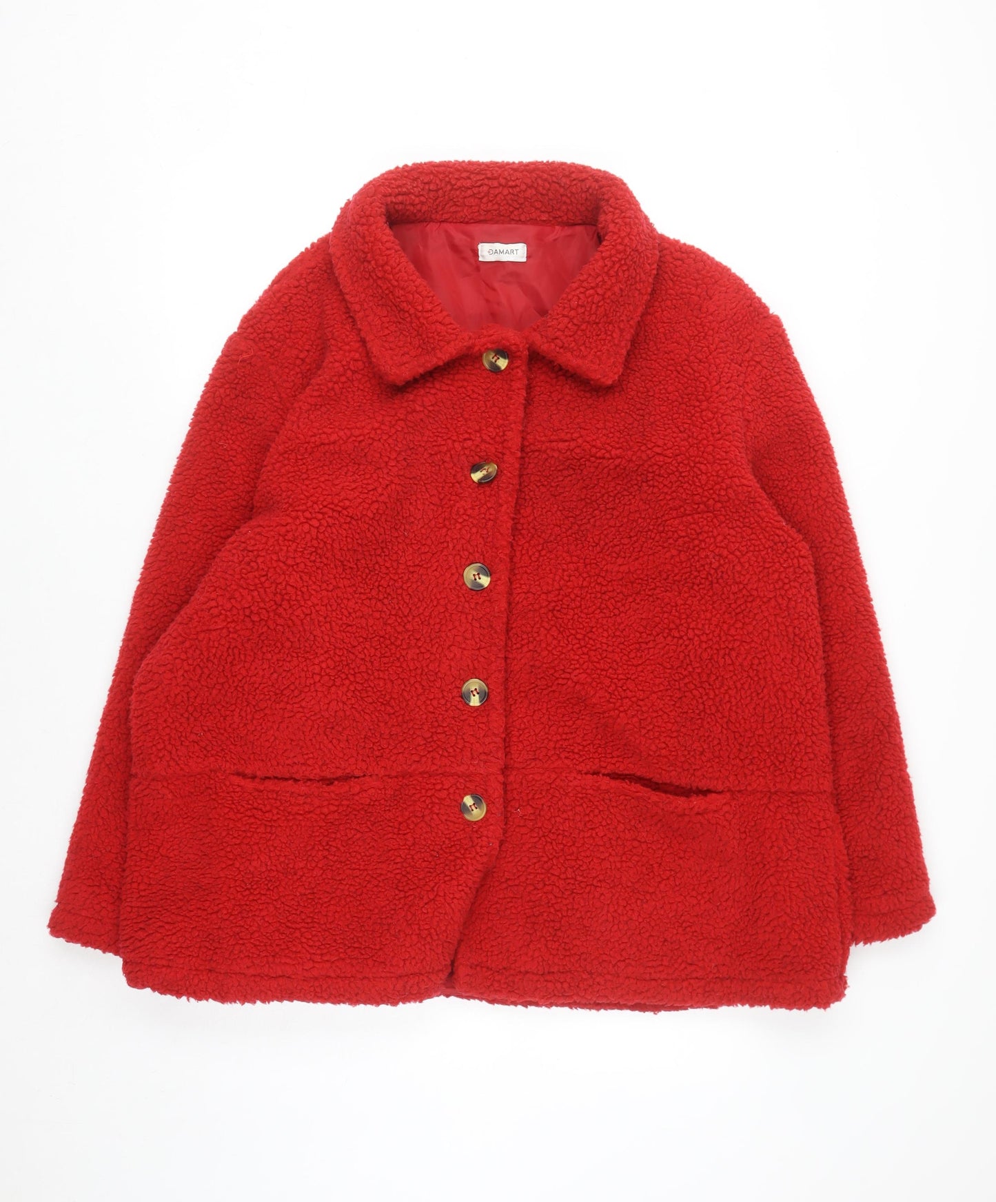 Damart Women Red Plus Size 22 Fleece Mid-Length Button Coat