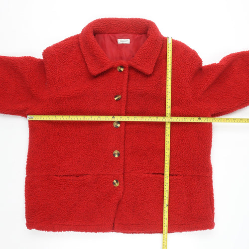 Damart Women Red Plus Size 22 Fleece Mid-Length Button Coat