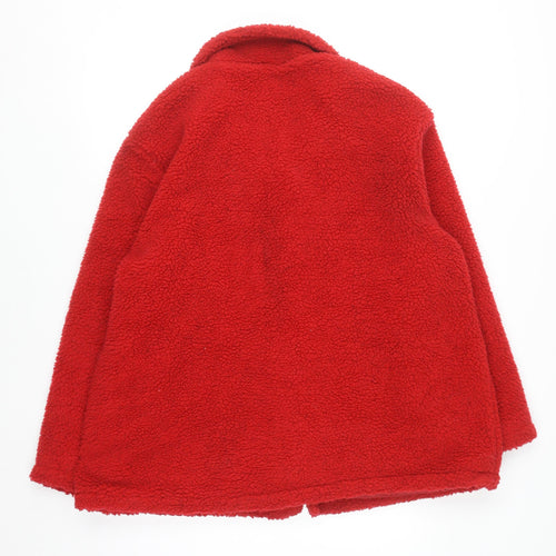 Damart Women Red Plus Size 22 Fleece Mid-Length Button Coat
