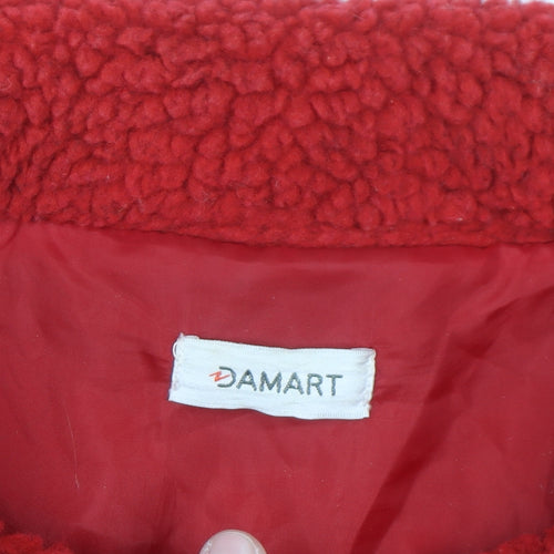 Damart Women Red Plus Size 22 Fleece Mid-Length Button Coat