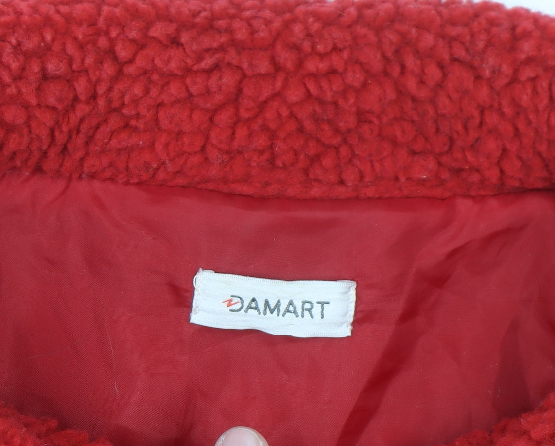 Damart Women Red Plus Size 22 Fleece Mid-Length Button Coat