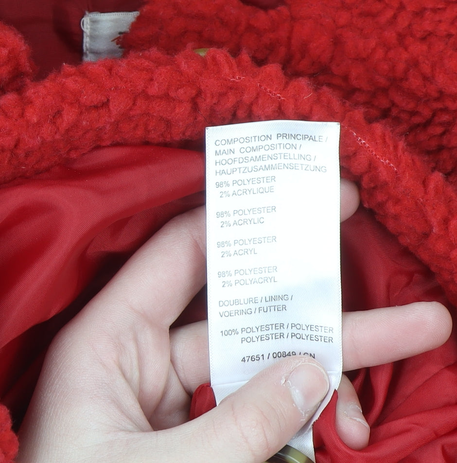 Damart Women Red Plus Size 22 Fleece Mid-Length Button Coat
