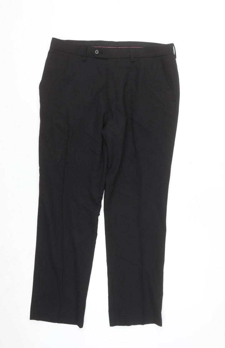 Next Men’s Black Dress Pants Trousers 34W 29L Regular Fit Workwear