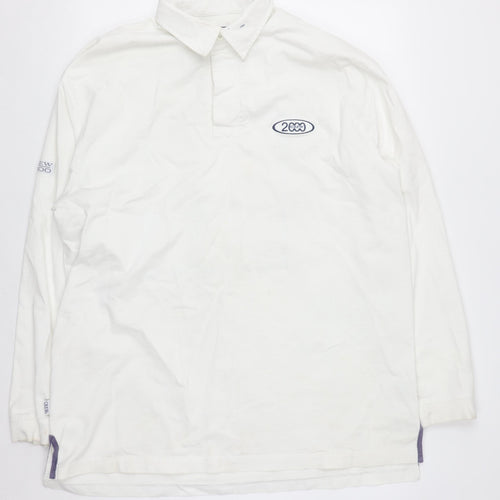 Crew Clothing Co Men's White XL Henley Style Sweatshirt